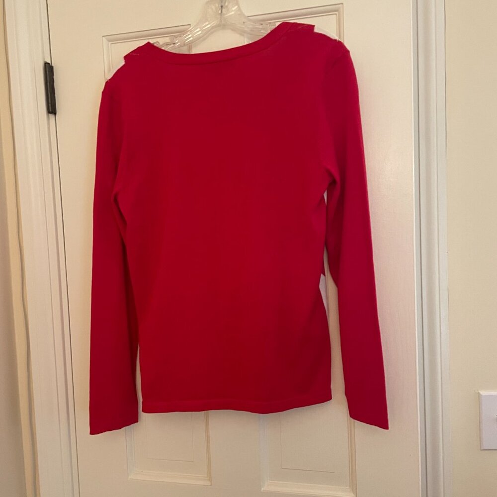 Tommy Hilfiger Argyle Cotton Golf Sweater Red and White - Medium - Picture 4 of 8